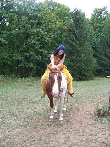 Chris in reenactment regalia and Cloud, 2008
