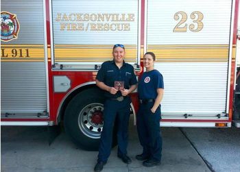 Jacksonville, Florida firemen get Stop, Drop & Roll
