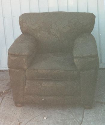 Overstuffed armchair, sprung seat & arms. Private client.
