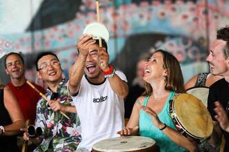 team-building drumming