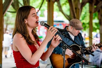 With Sabrina Shallop, Canada Day in Richmond Hill (Photo: John Shisko)
