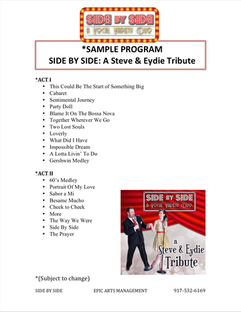 SIDE BY SIDE: A Steve & Eydie Tribute Sample Program
