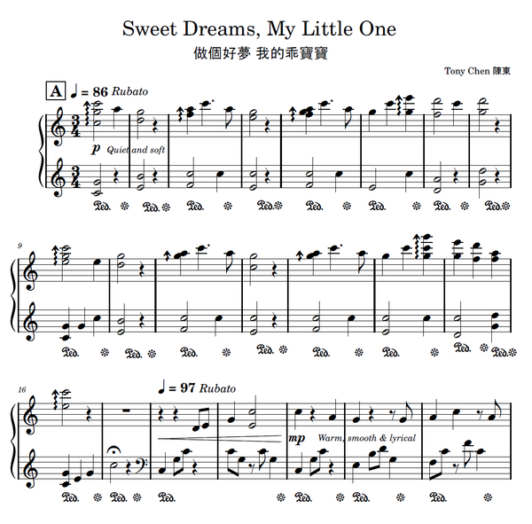 Sweet Dreams My Little One - Piano Sheet
