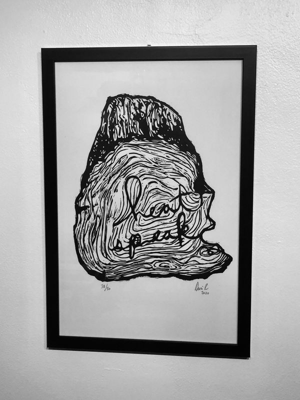 Black Framed Woodcut Print 12"x18" (Signed and Numbered)