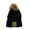 Cable Knit Faux Fur Pom Hat - Purple, White or Black