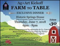 Lancaster County Ag+Art Tour - Farm to Table Kickoff Dinner