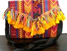 Magenta print purse w/ yellow Fringe