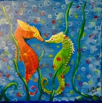 Seahorses in love - acrylic
