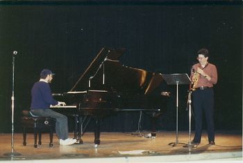 with Marty Ehrlich. Rehearsing at Town Hall, 1990. Concert produced by Laura Kaminsky.
