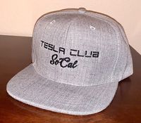 Tesla Club SoCal- Grey- Flat Bill- 6 Panel Hat- Snap Back