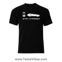 "Stay Charged" Model S T Shirt- Black- CLEARANCE