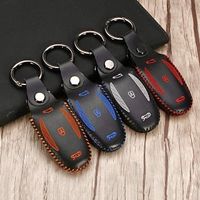 Model X- Red Stitched Leather Cover for Key Fobs