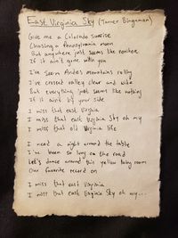 Hand-written lyrics on hand-pressed cotton paper
