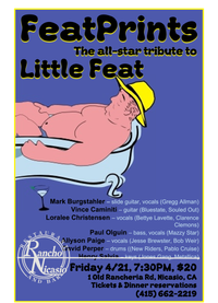 Rancho Nicasio welcomes back FeatPrints - the all-star tribute to Little Feat