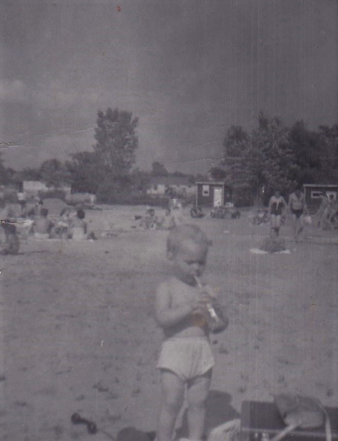 Practicing flute at the Beach in 1955
