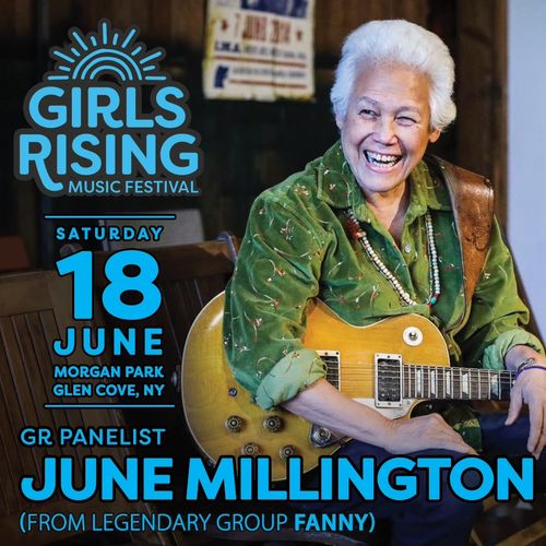 June Millington joins Carnie Wilson at 3:20 on the Mainstage for Girls Rising Panel Discussion