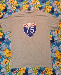 Grey Short Sleeve 75 DOS logo T Shirt