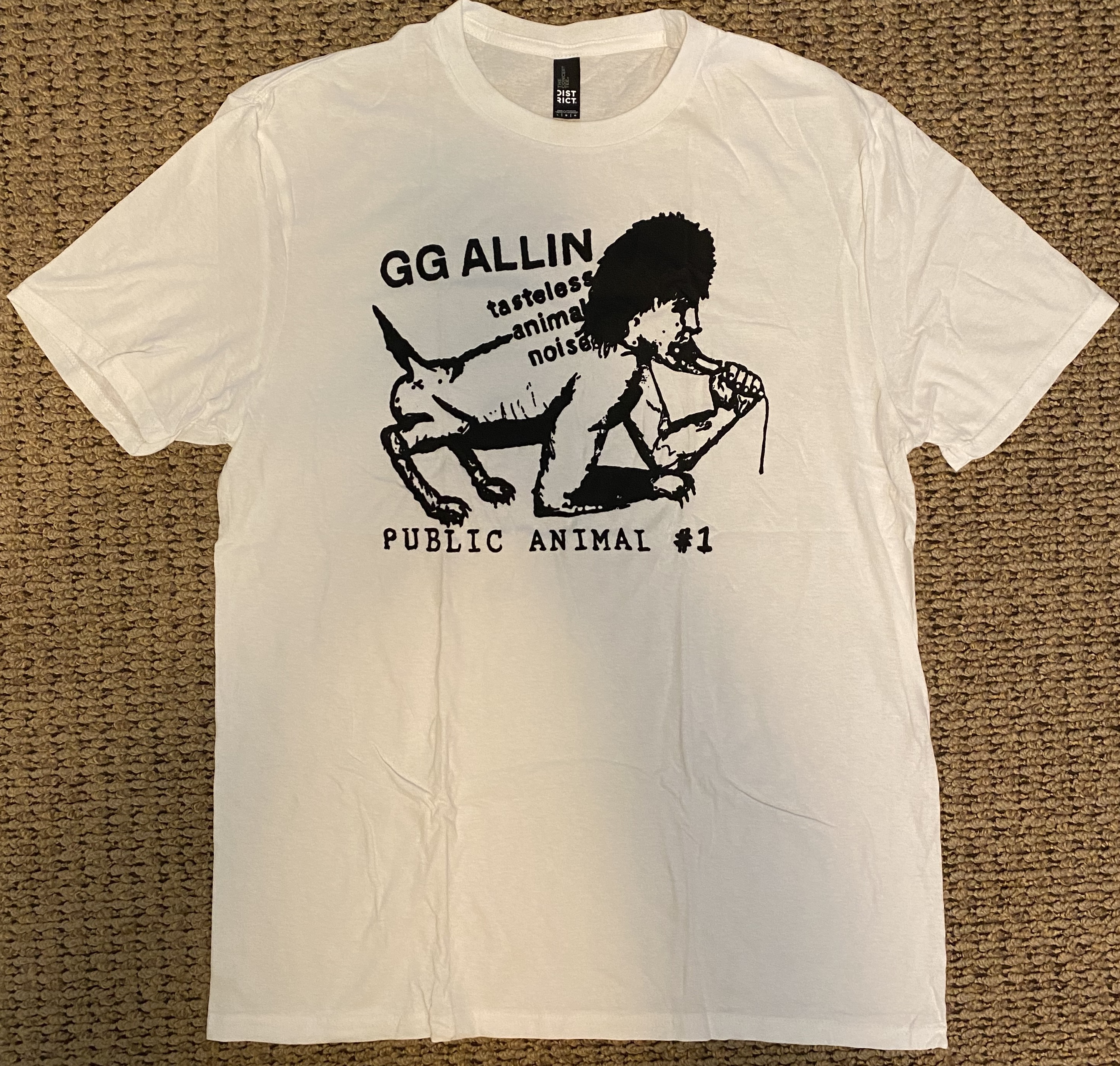 Repro GG Allin Public Animal 1984 Classic Design on White Tee - GG Allin \u0026  The Jabbers, image size:2914x2774
