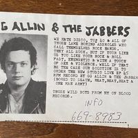 Rare Original 1978 GG Allin & The Jabbers Promo Ad with GGs Writing