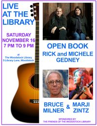 Live at the Library (Woodstock, that is) with Open Book and Bruce & Me