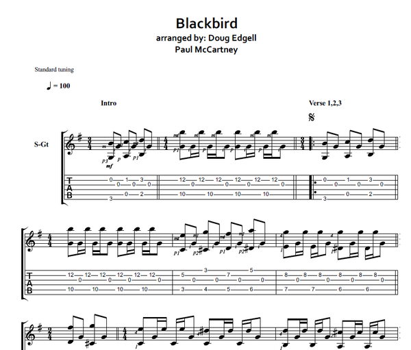 🎸Blackbird - The Beatles Guitar Tutorial with Tabs and Chords