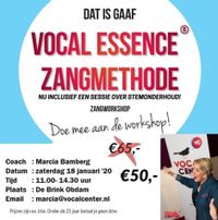 Workshop Vocal Essence® Zangtechniek