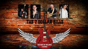 The 2 Dollar Bills logo with band members - 2024
