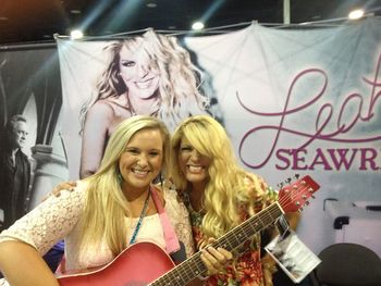 Leah with the winner of one of the pink guitar giveaways!
