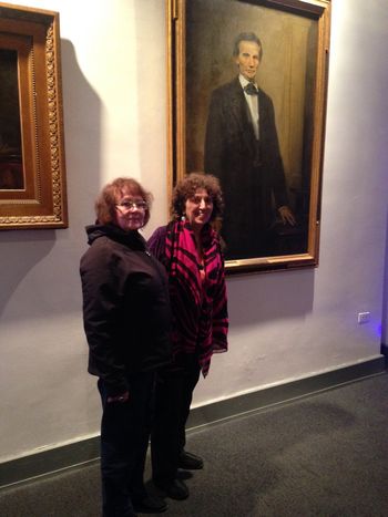 Sharleen and Millie in the Great Hall at Cooper Union, NYC where Abraham Lincoln gave a speech before he was elected President
