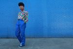 Blue Genuine Leather Cropped Pants