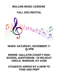 Mullins Music Fall 2023 Student Recital