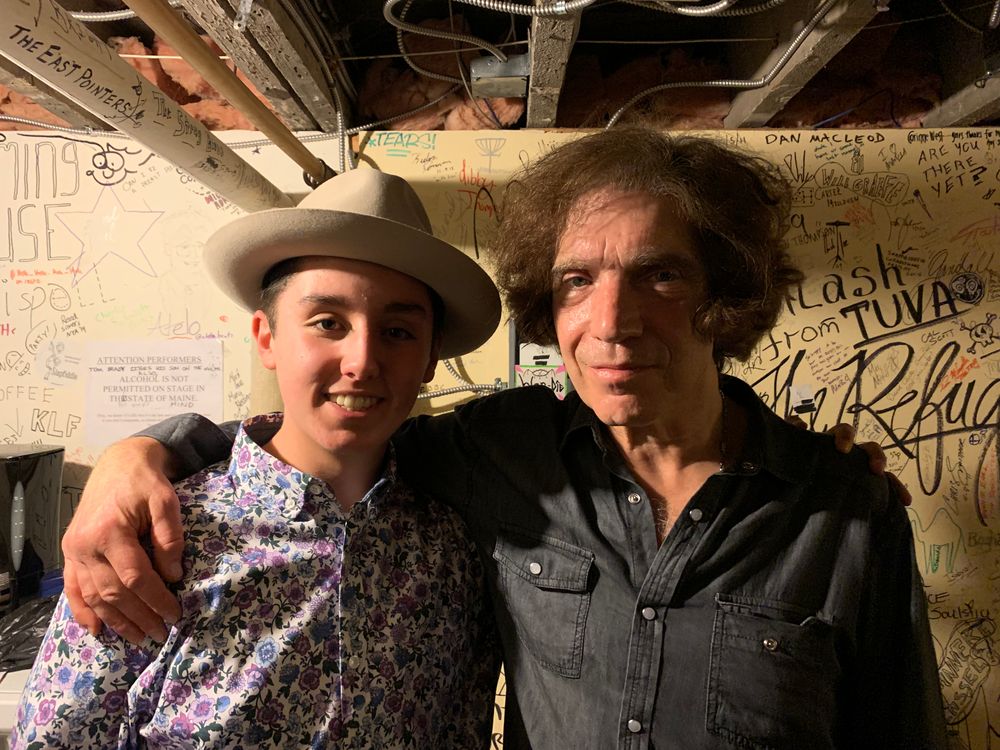 Michael with David Hull (James Montgomery Band) backstage at One Longfellow Square, Portland ME