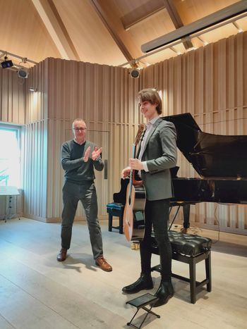 With composer, David Gorton after premiering his piece 'Lord Herbert's Pavan', February 2020
