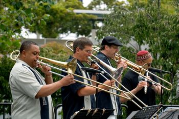 From Left: Abel Figueroa, Marty Wehner, Jeff Cressman, and guest flutist John Calloway, playing John's arrangement of "Canta Para El Mundo Entero"
