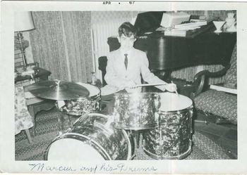 First Drum Set on Christmas 1966 Photo taken Easter of 1967.
