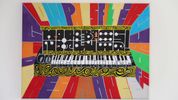 “Make Bass Not War”  one of a kind Minimoog Painting by Jakspin