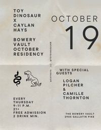 Live at The Bowery Vault with Caylan Hays + Toy Dinosaur