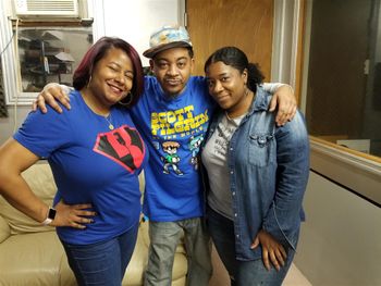 Me with Ladieslovehiphop podcast doing an interview
