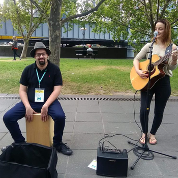 Busking in Southbank with SImon, Melbourne, VIC, Australia
