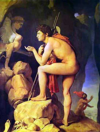 Oedipus and the Sphinx (1808) by Jean Auguste Dominique Ingres.
