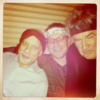"Rambo Night" on the bus, with Dan Hill (who sang the song "It's A Long Road" over the final credits in "First Blood", the 1st Rambo pic) & John McDermott, December 2010.
