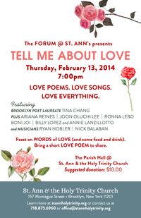 CANCELLED - TELL ME ABOUT LOVE: Love Songs. Love Poems. Love Everything.