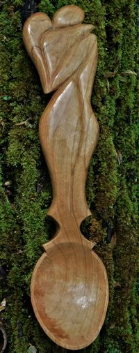 Couples hand carved spoon