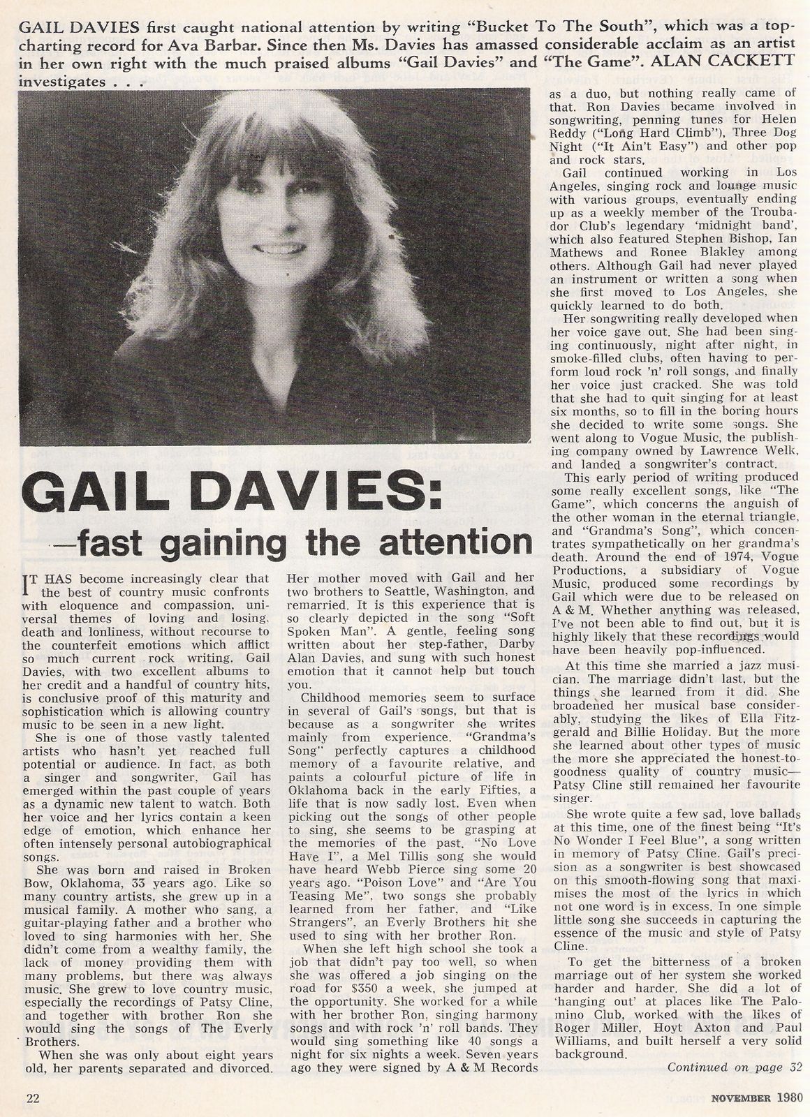 Alan Cackett - Gail Davies …Fast Gaining The Attention