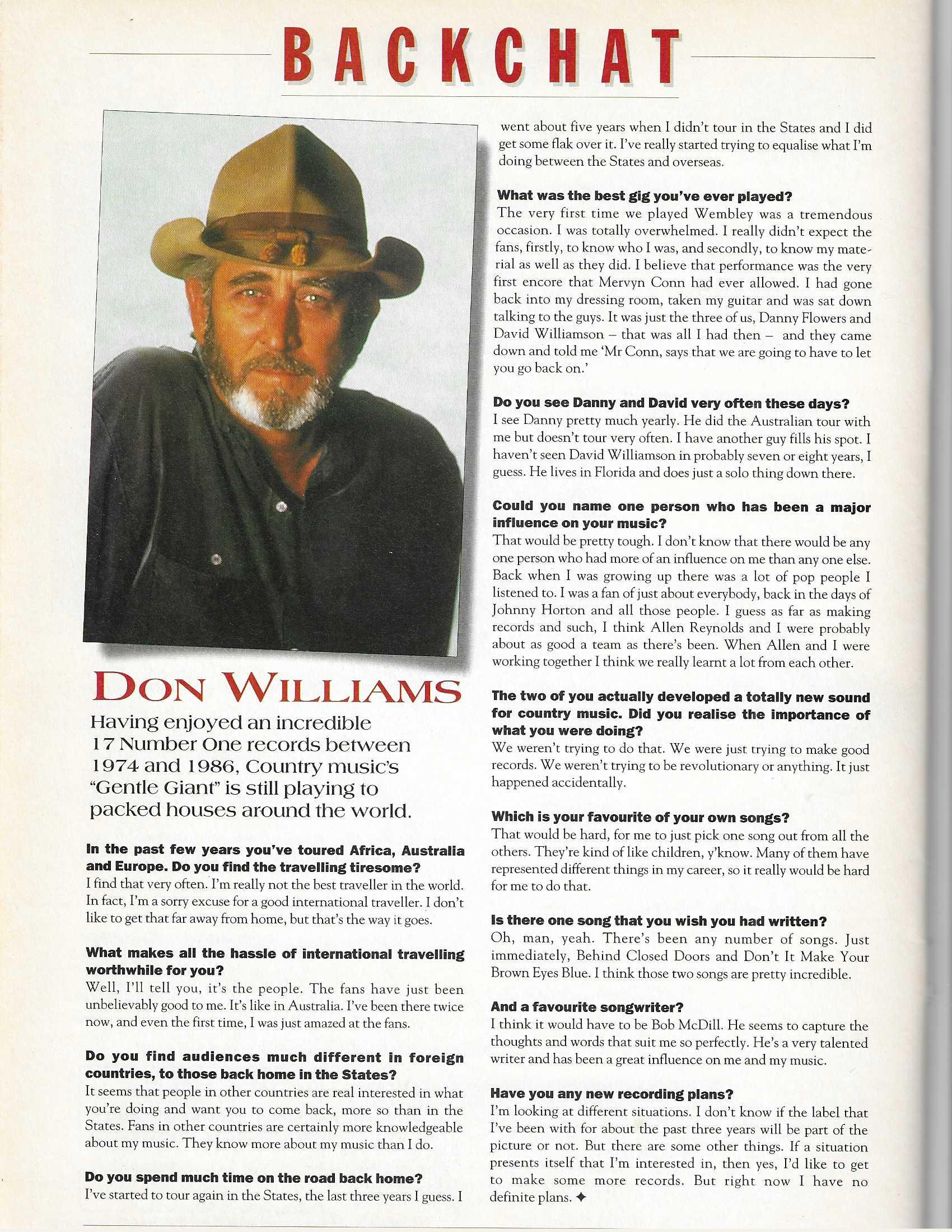 Alan Cackett - Don Williams - Backchat