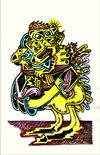 "Schizophrenic Exploding Dodo" hand-colored print