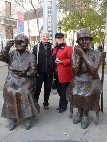 Frances Wright and Carolyn Harley at the Monuments to the Famous 5 - 2011
