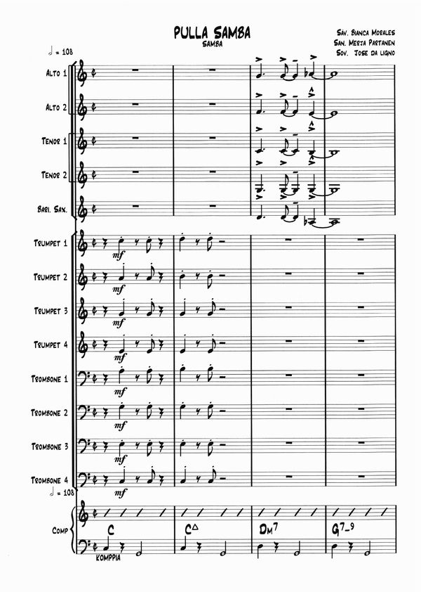 Pullasamba Big Band arrangement (Score & Parts) pdf