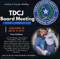 Justice 4 Jovian protest Austin, Tx TDCJ Board Meeting
