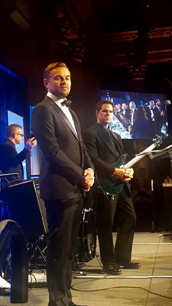 On stage with Leonardo DiCaprio
